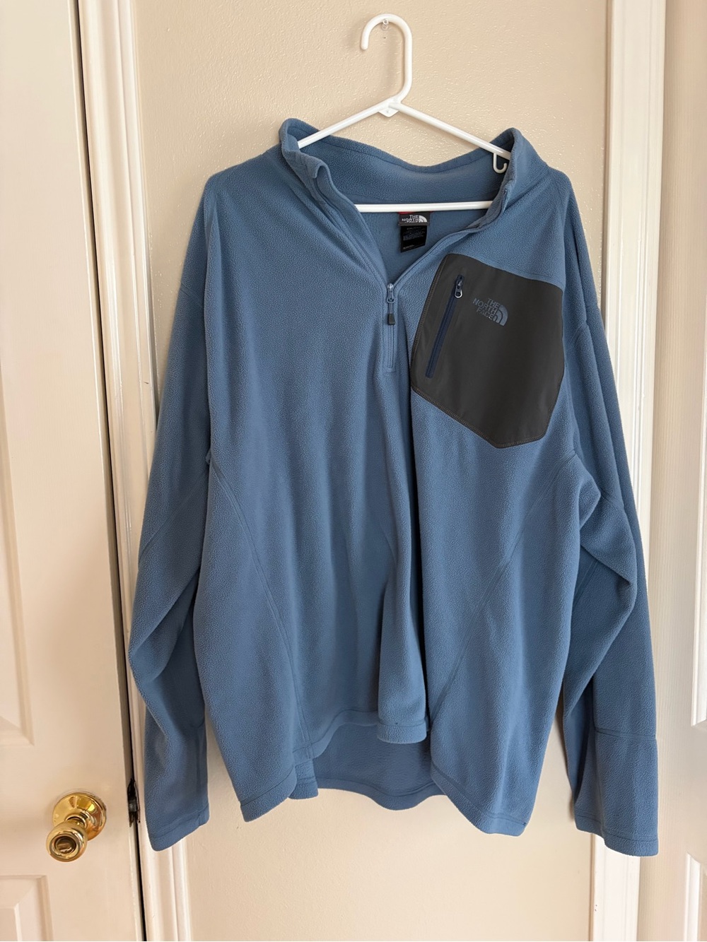 The North Face Men’s Slate Blue Zip-Up Fleece with Chest Pocket
